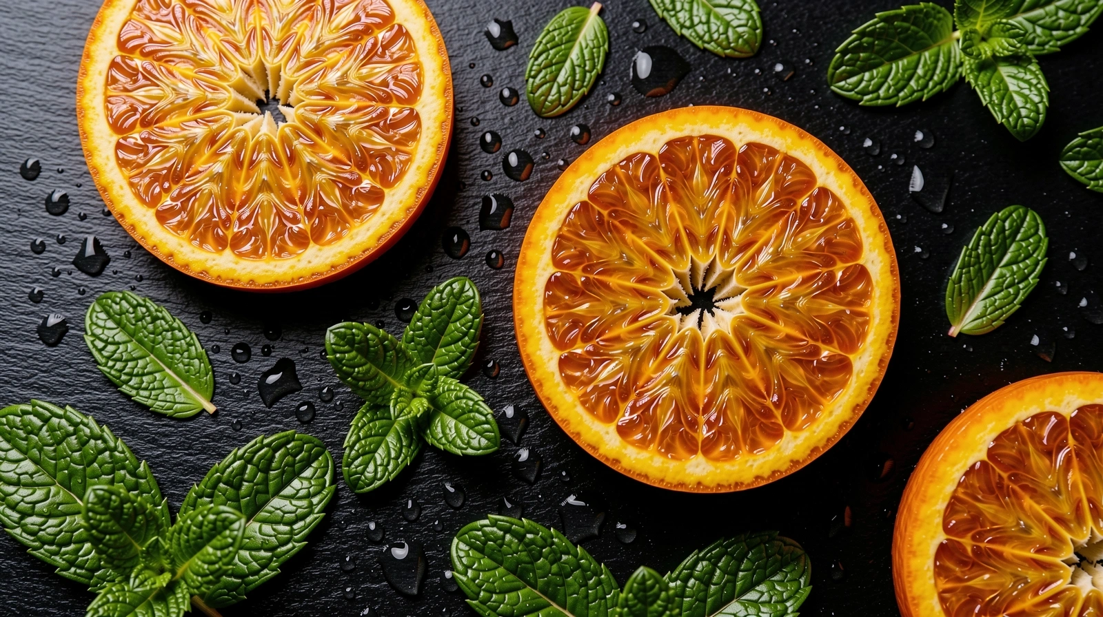 Fresh organic citrus and mint texture